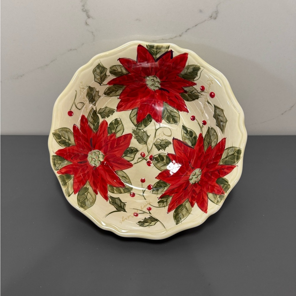 Gibson Festive Cream and Green Bowl